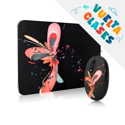 PROMO VUELTA A CLASES Combo Mouse + Mouse Pad JETION JT-DMS046 | Dise�o Mariposa Negro